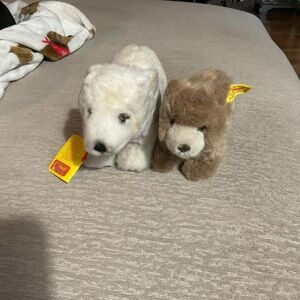 Steiff Plush Polar Bear and Brown Bear Set